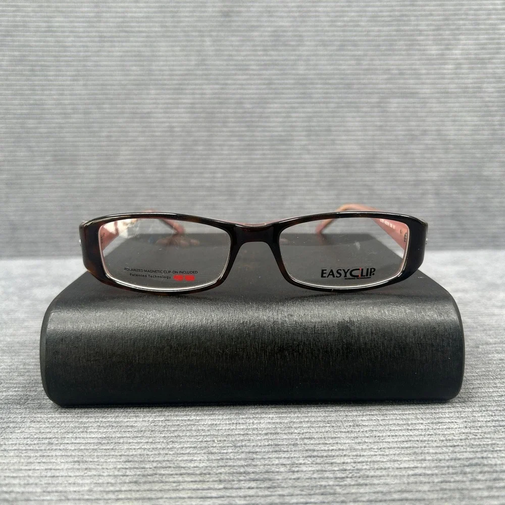 EasyClip EC121 Tortoise Pink Rectangular Y2k Eyeglasses Frames 49-16-135 10